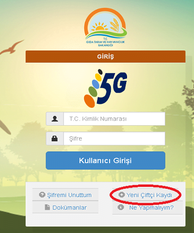 Genç Çiftçi Kaydı Oluşturma